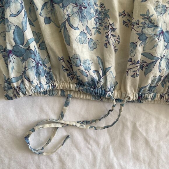 Intermix Blue Floral Puff Sleeve Crop (sz S) - Picture 3 of 7